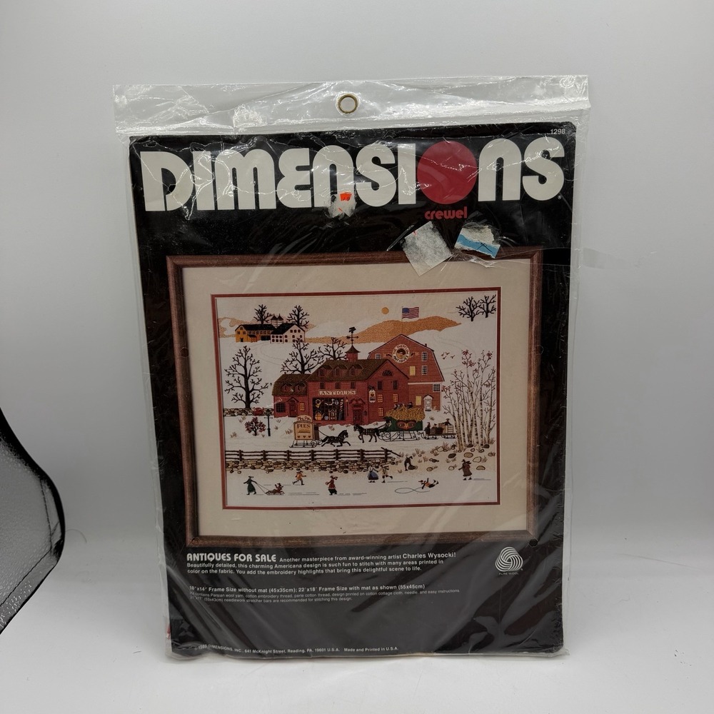Vintage Dimensions Antiques for Sale by Charles Wysocki Crewel Kit #1298